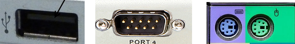 USB Port, RS 232 Port, PS/2 Port